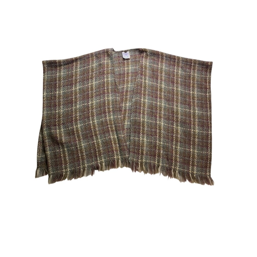 Boyne Valley Weavers Poncho Women OS Multi Color Wool Blend Ireland Shawl